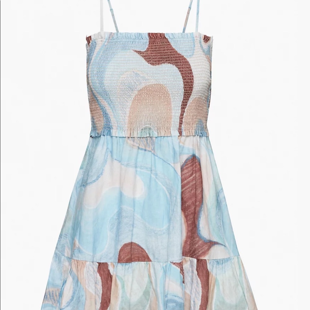 NWT Aritzia Wilfred Tempest Sleeveless Linen Printed Mini Dress
